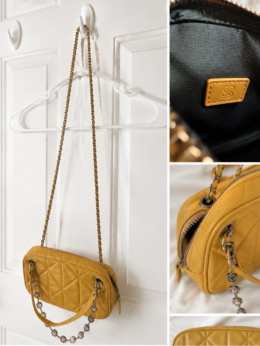 Ecosushi Yellow Leather Crossbody Bag